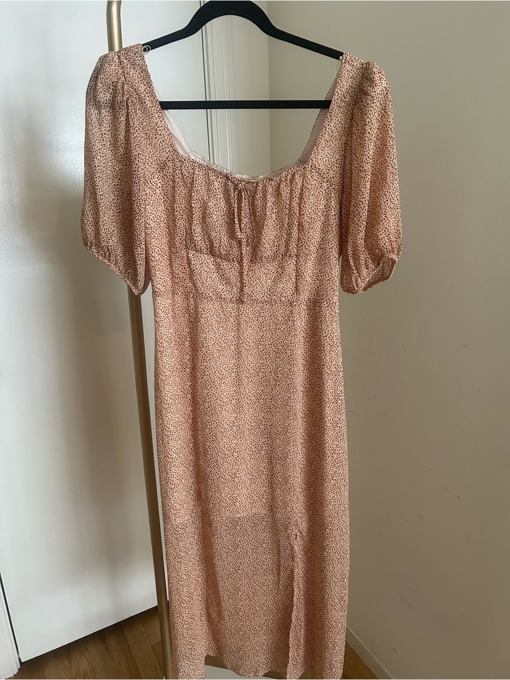 Sienna Sky Puff Sleeve Animal Print Boho Cottagecore Flowy Midi Dress Size L